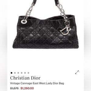 Dior Vintage 2007 Black Cannage Soft East/ West Lady Dior